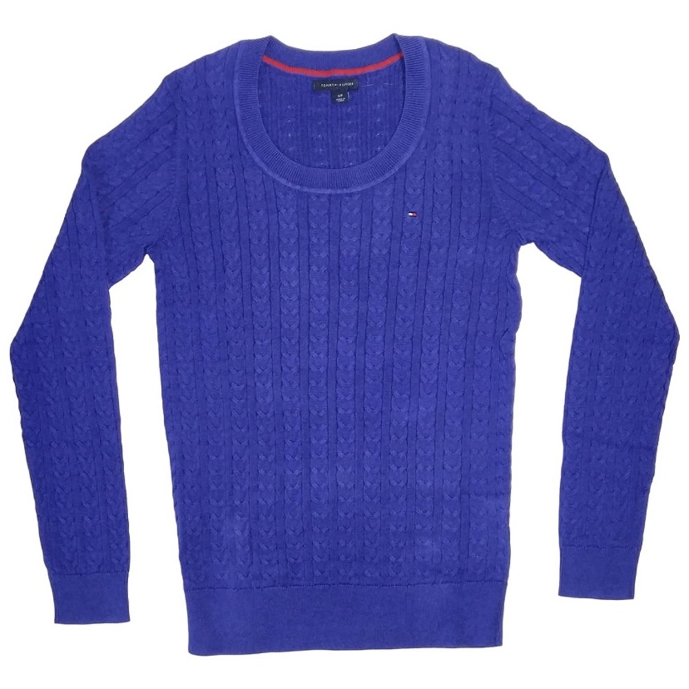 Stylish Royal Blue Cable Knit Sweater